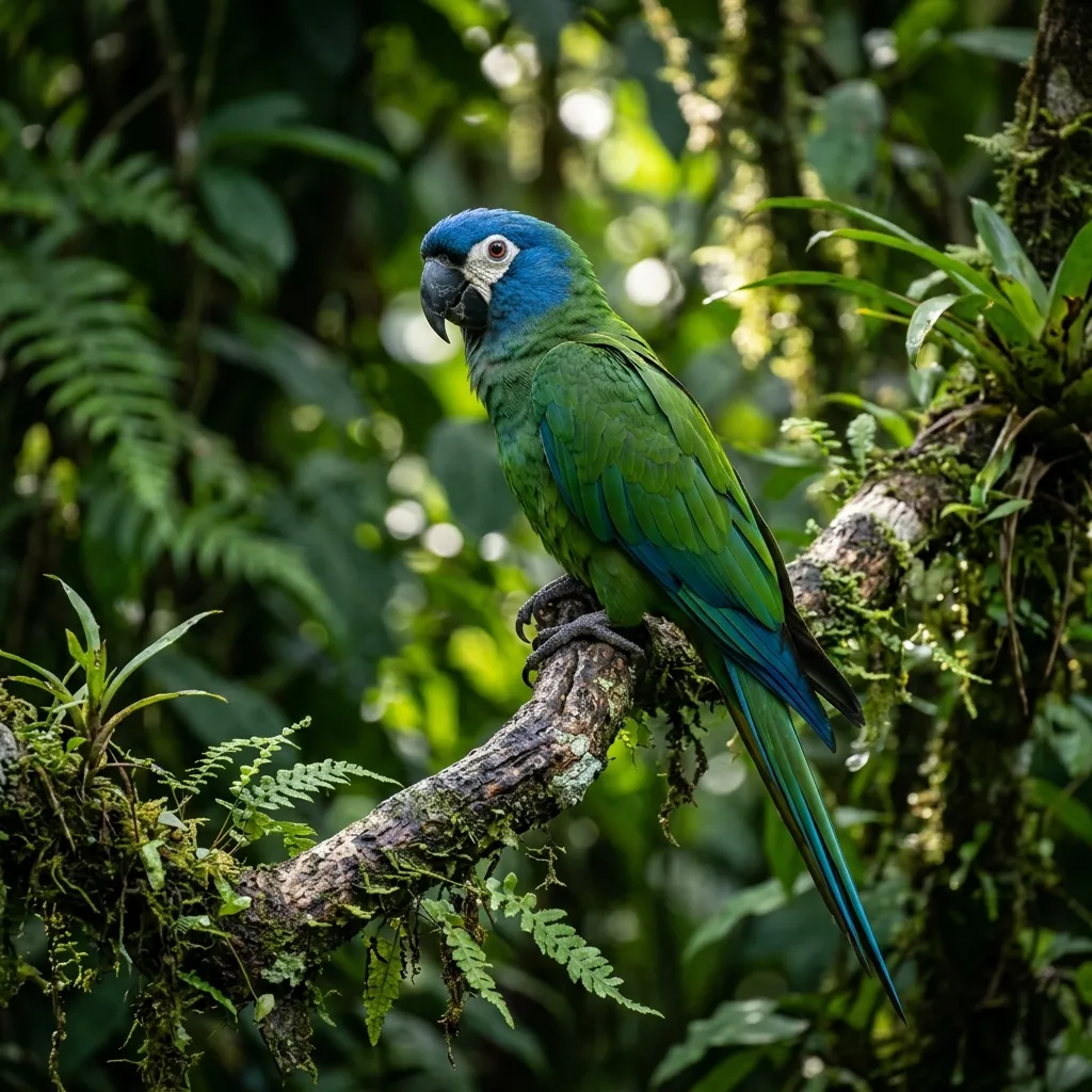 Blue-headed Macaw perched on a branch