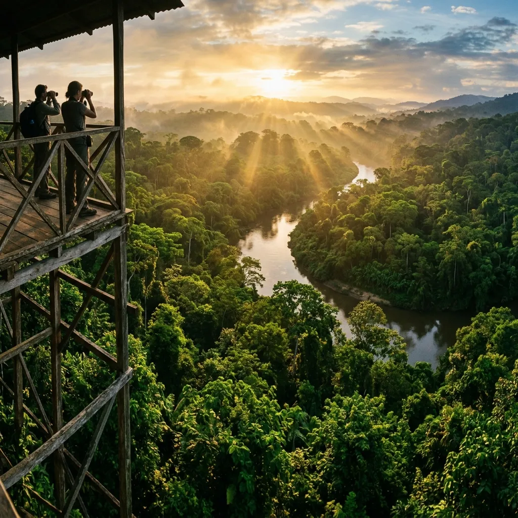 Spectacular lush green jungle canopy view